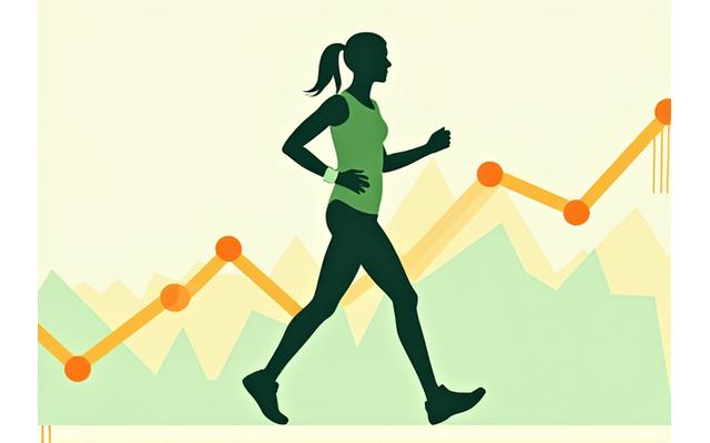 Osoba trči sa fitness trackerom, ilustracija ruta na mapi
